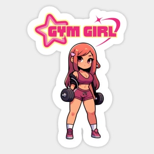 Dumbbell Babe Gym Girl | Japanese Anime Illustration Sticker